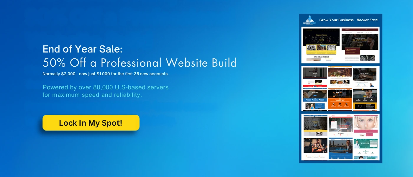 End-of-Year sale: 50% off a professional website build from WebHost Rocket.